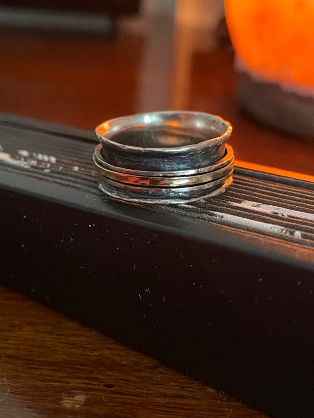 Silver spinner meditation ring